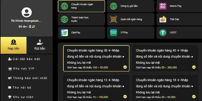 Phương thức nạp tiền tại King88 qua ngân hàng tiện lợi nhanh chóng